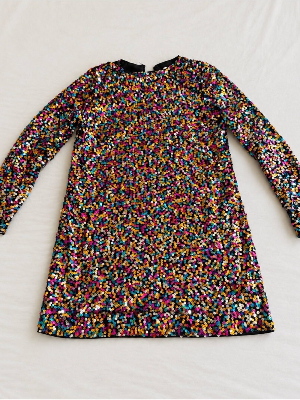 SHEIN Multicolor Sequin Long Sleeve Shift Dress